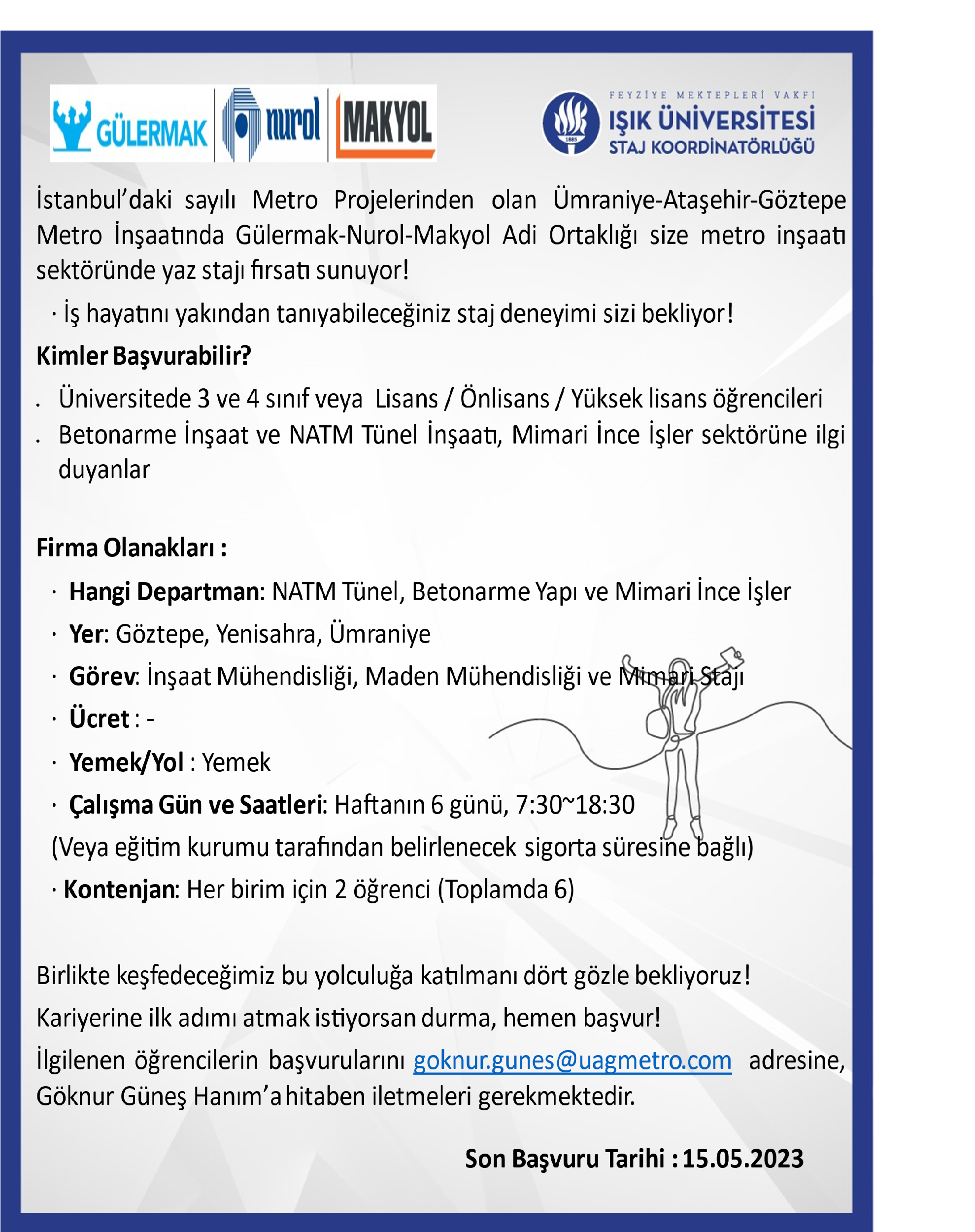 Gülermak - Nurol - Makyol Staj Fırsatı / Gülermak - Nurol - Makyol Internship Opportunity