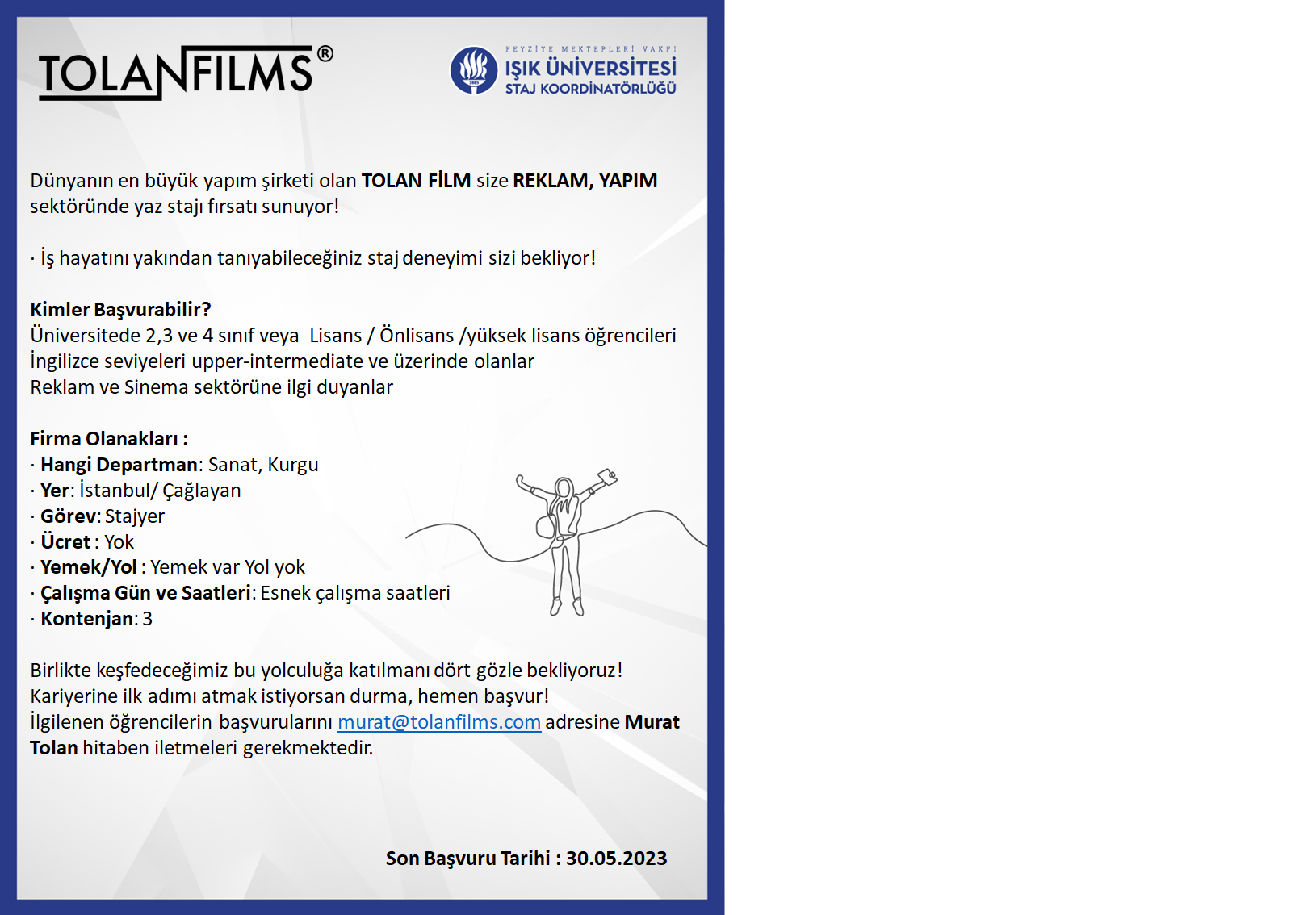 Tolan Film Staj Fırsatı / Tolan Film Internship Opportunity